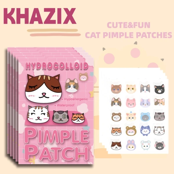 رقع حب الشباب بحمض الساليسيليك - ملصقات غير مرئية ولطيفة على شكل قطة لمحاربة البثور وتهدئة البشرة