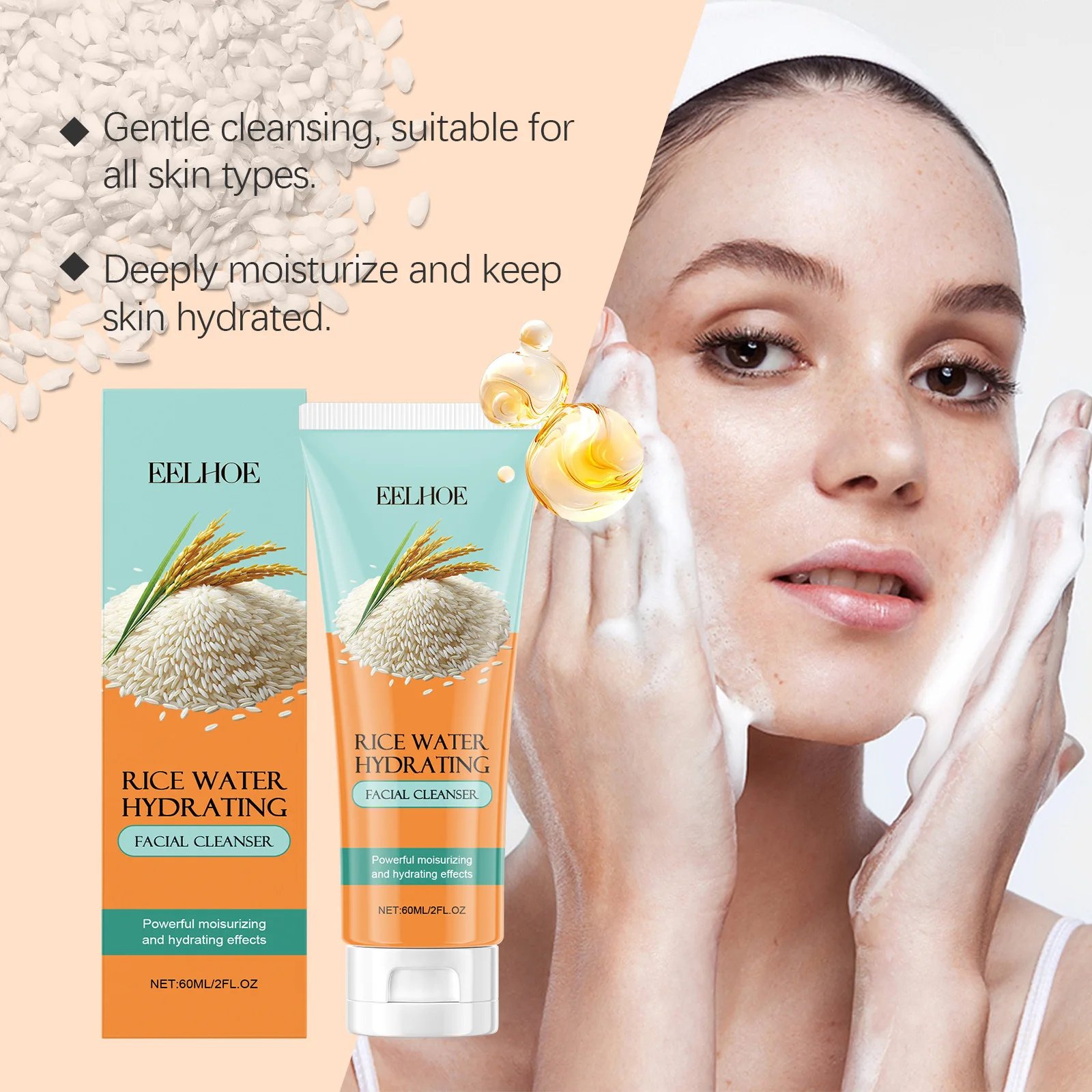 EELHOE Facial Nourish Facial Cleanser Deep Hydration Brighten Skin Remove Blackheads Exfoliate Clean Facial Firm Facial Cleanser