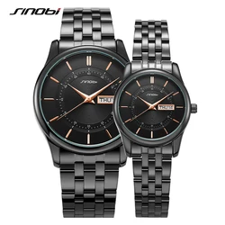 SINOBI Original Design Ladies Watches Fashion Dress Woman's Quartz Wristwatches Golden Top Luxury Couple Clock Gifts for Husband