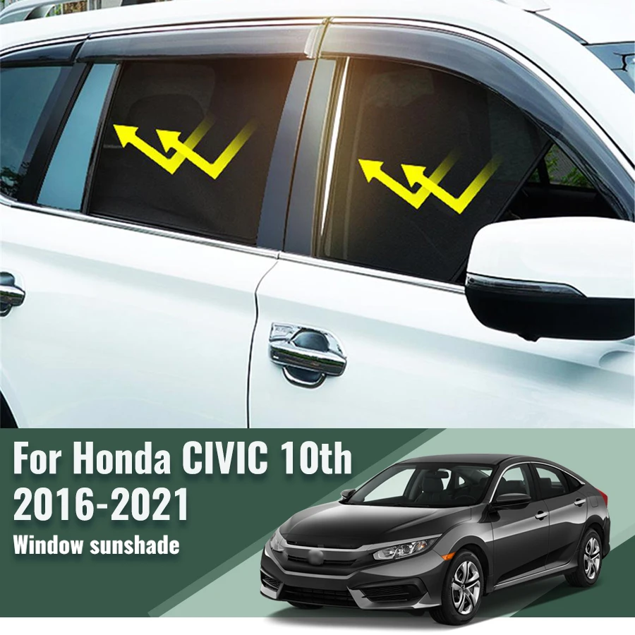 

For Honda CIVIC X 10th 2016-2021 Magnetic Car Sunshade Shield Front Windshield Frame Curtain Rear Side Window Sun Shades