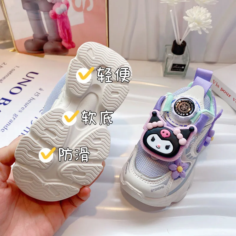 2024 Winter Kuromi Girls' Velvet Cotton Shoes Warm Girls' Sports Shoes New Children's Casual Shoes Dopamine Bread Shoes