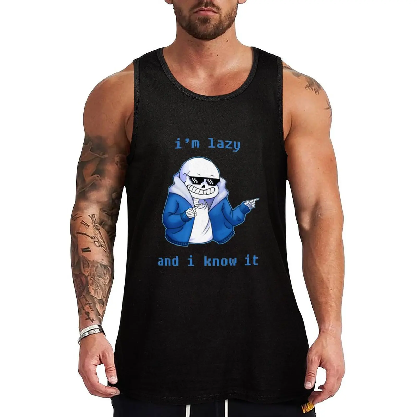 Undertale Video Game - I'm Lazy And I Know It Tank Top Fitness men clothing gym clothes men