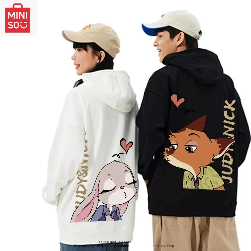 

Different Couples Bunny Judy Hopps Fox Nick Wilde Hooded Pullover Sweater Jacket Casual Cartoon Pattern Loose Comfortable