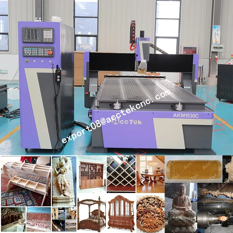 Enrutador ATC CNC para carpintería, máquina de tallado de madera 3D de gran tamaño, producción AccTek de MDF, 1530