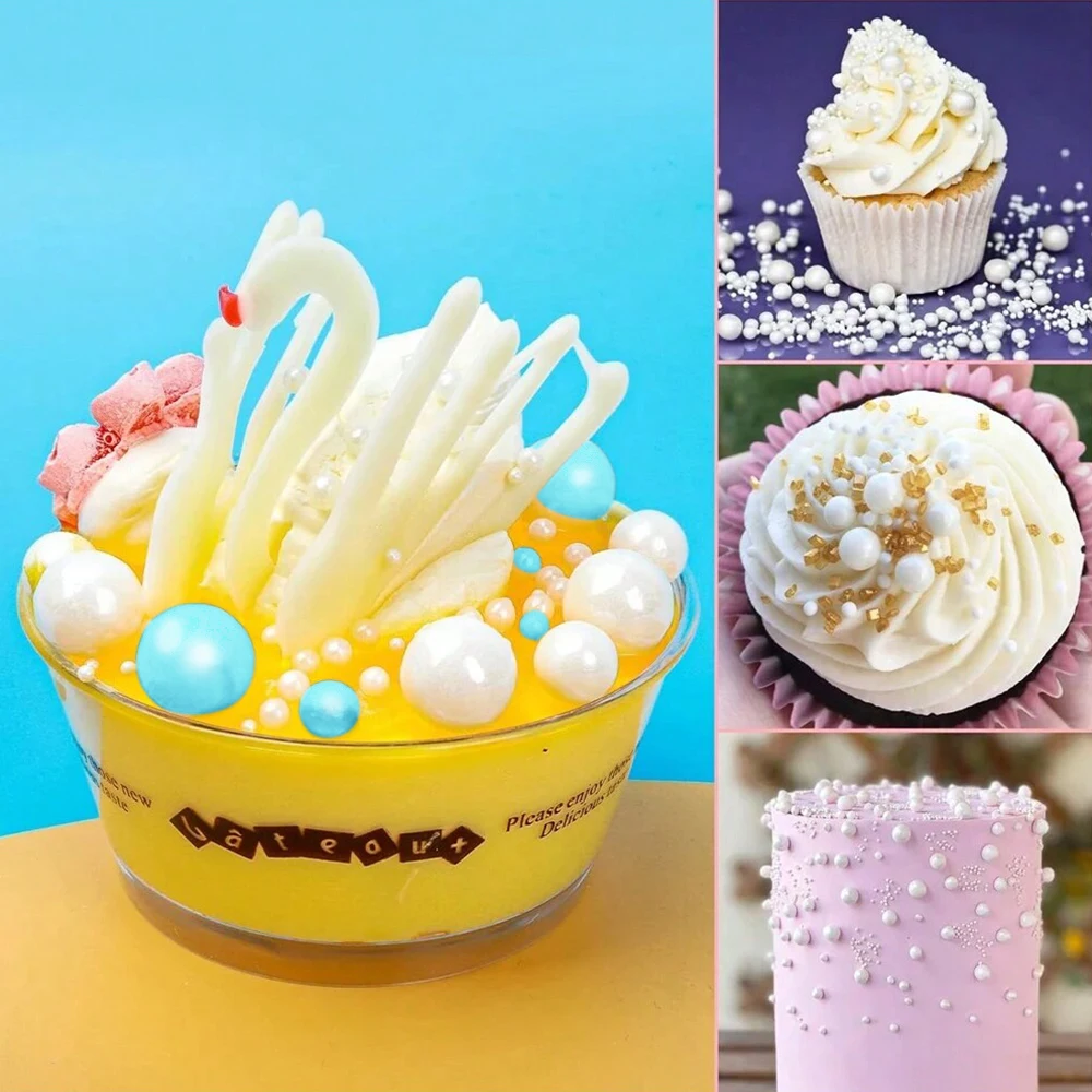 85 g Mix-Farben, weiße Perlenstreusel, Kuchenaufsatz für Geburtstagsfeier, Dessert, Backdekoration, Kuchendekorationen nur zur Dekoration – Detail 4