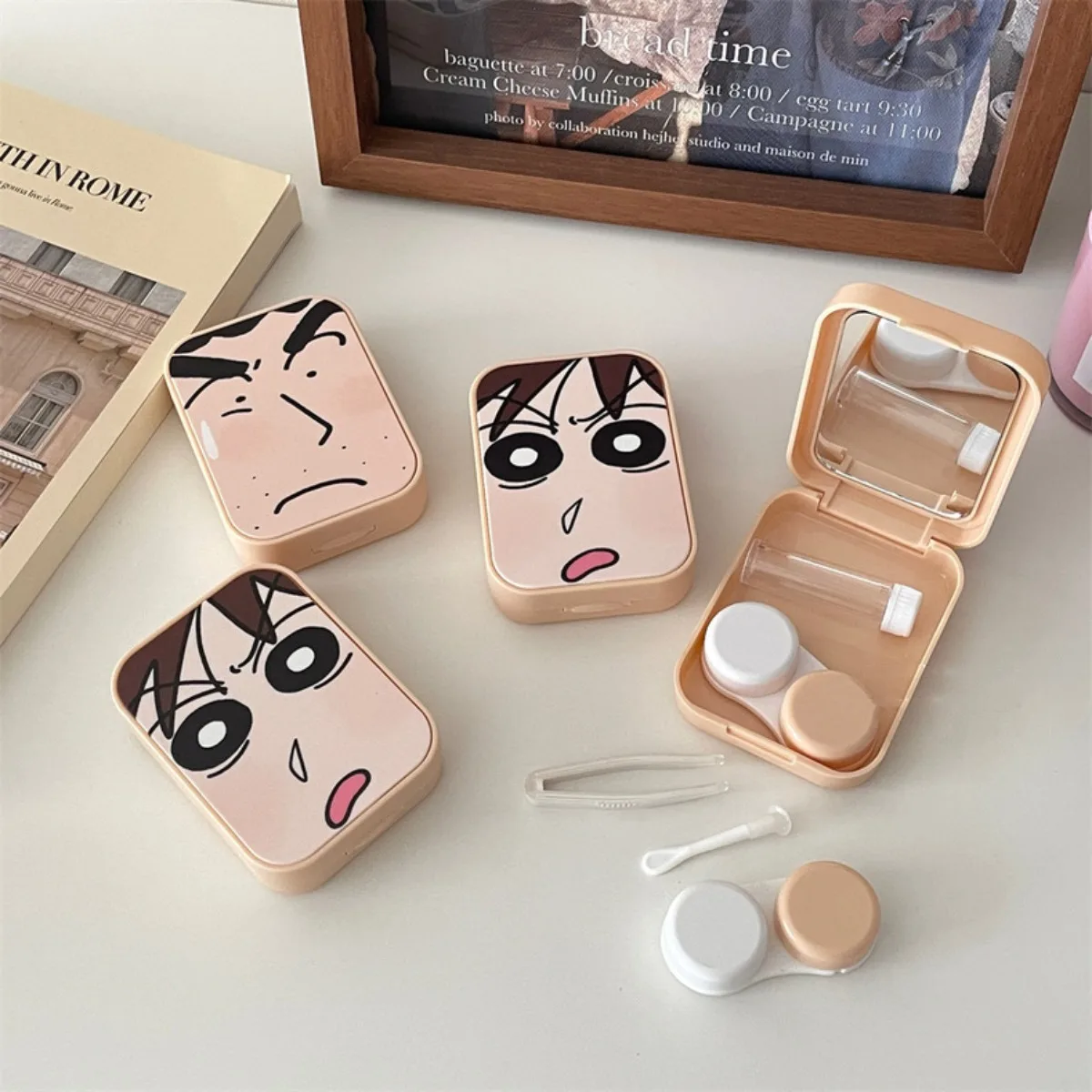 New Crayon Shin-chan Anime Figures Cartoon Contact Lens Cases Multi-Pack Storage Box Contact Lens Case Eyewear Accessories Gift view 4