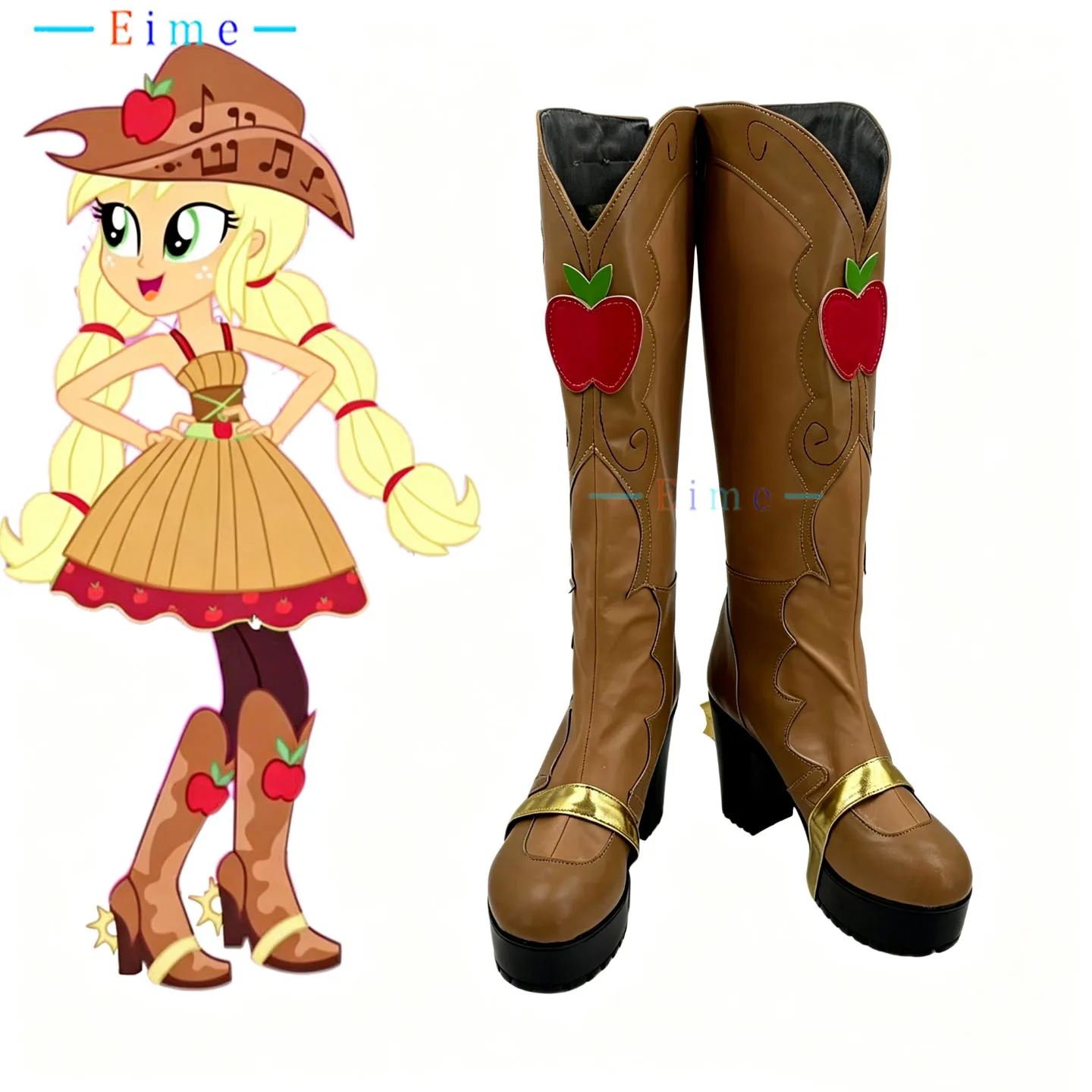 Applejack Cosplay Shoes Anime Cosplay high heels boots Halloween Party PU Leather Shoes Custom Made