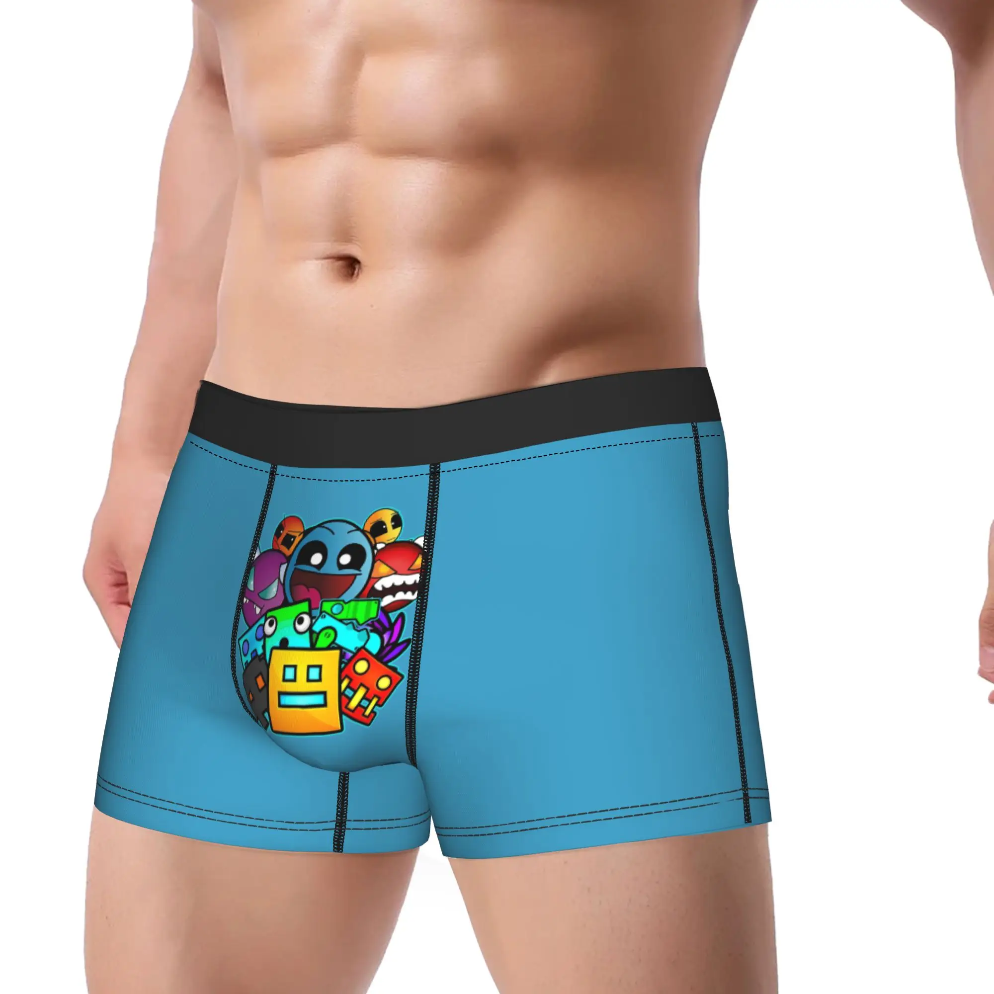 Men's Geometrys Dashs Game Long Underwear  Novelty Boxer Briefs Shorts Panties Male Mid Waist Underpants Plus Size