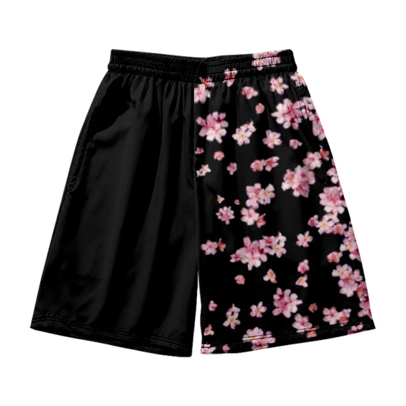 Verão camisa de manga curta praia shorts emendamento floral impresso preto casual blusa masculina streetwear férias festa wear