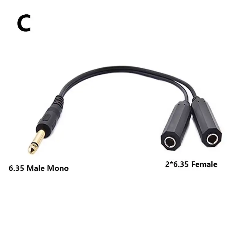 Stereo/Mono 3.5 6.35 Male To 2x6.35 Female Adapter Cable 1/4 6.35mm Plug To Dual 6.5mm Jack RCA Y Splitter Stereo Audio Cord