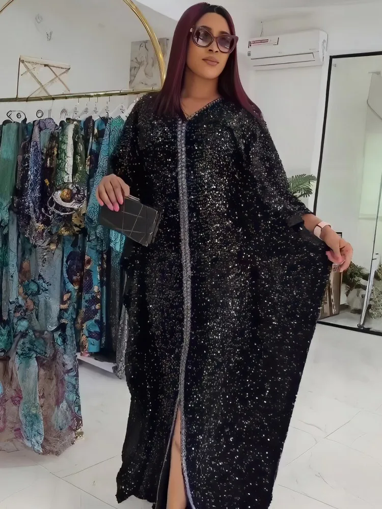 

African Dresses For Women Vetement Femme Sequin Dashiki Abaya Maxi Dress Africa Clothes Ankara Dresses 2026 Spring Autumn New