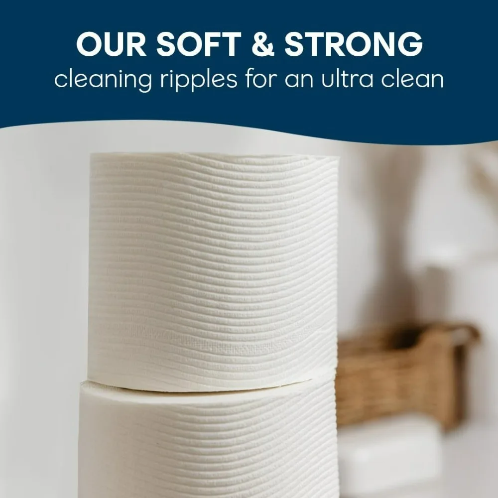 Ultra Clean Toilet Paper with Active CleaningRipples Texture, Strong Bath Tissue, 24 Family Mega Rolls = 132 Regular Rolls