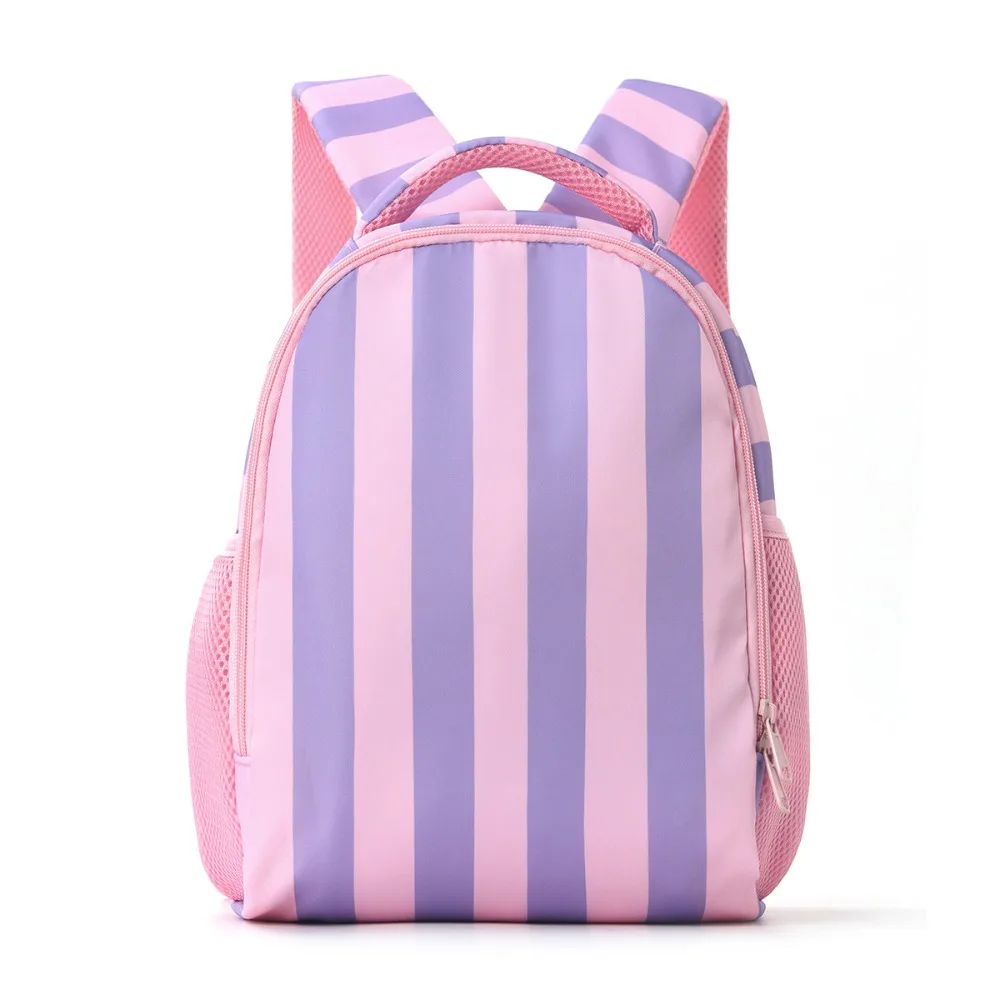 Fashionable Korean-style Striped Backpack Color-blocked Waterproof Large Capacity School Bag Cute Durable Rainbow Kids Backpack
