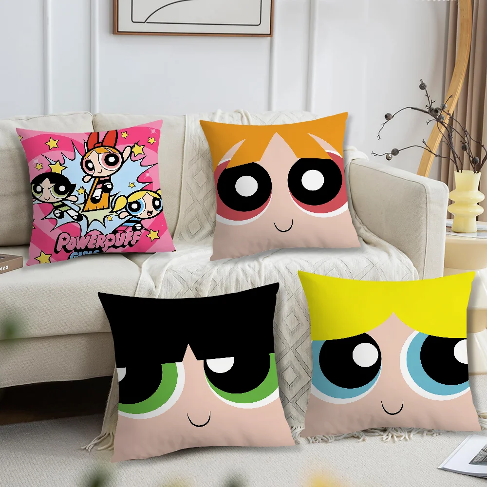 Cartoon The P-Powerpuff Girls Pillow Case Living Room Headboard Bedroom Office Cushion Cushion Sofa Nap Time