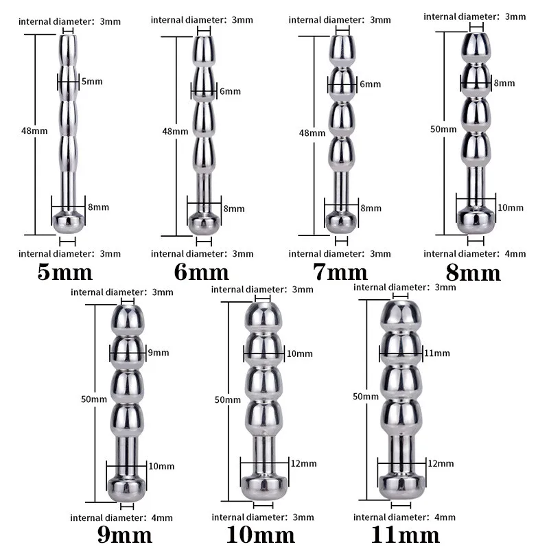 Urethral Dilatation Matel Catheters Beads for Male Sex Toy 5/6/7/8/9/10/11mm Penis Stimulation Horse Eye Stick Urethral Sounds