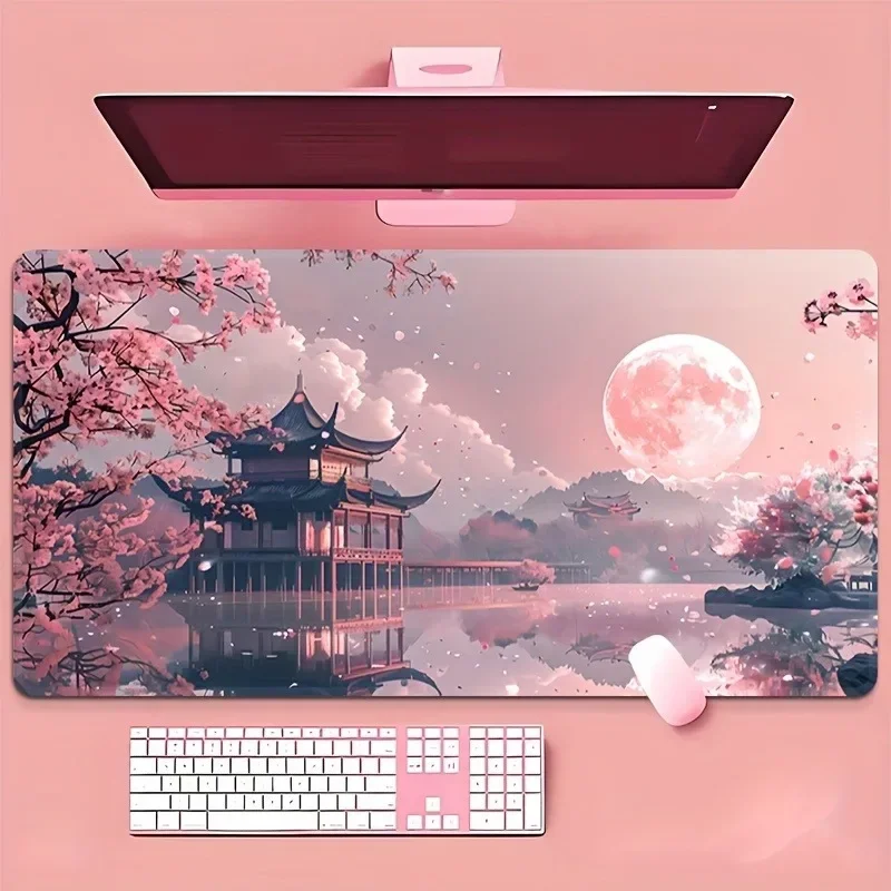 Sakura Moon Mouse Pad Large Computer Office Game Table Mats XXL 90x40 Rubber Anti-slip Gaming Keyboard Mousepads Long Desk Pads