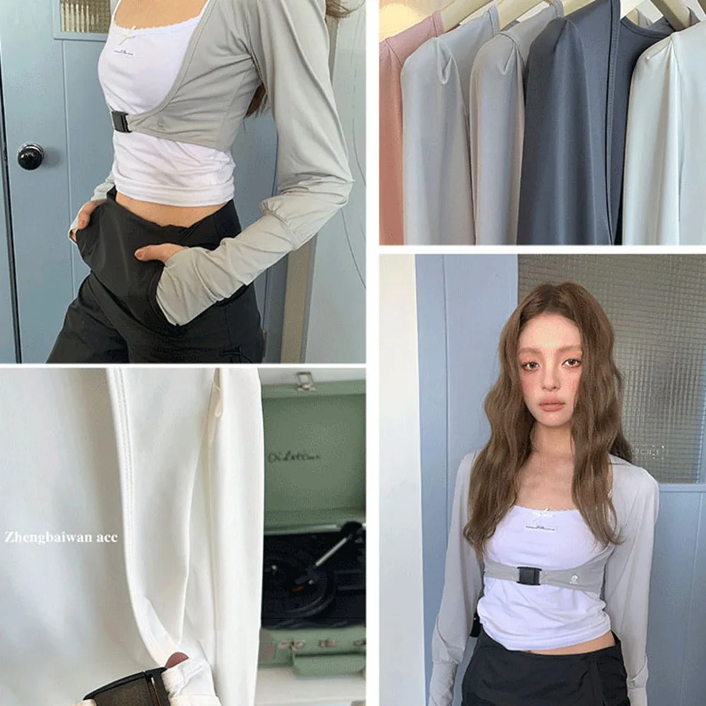 Ultra-thin Arm Sleeves For Women Soft Summer Sun Protection Shrug Cardigan Cooling Sports Elastic UV Protection Hand Cover Shawl