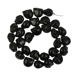 Black  ONE strand  32 pcs beads 10x12mm synthetic Howlite turquoise 3D human head skull loose beads