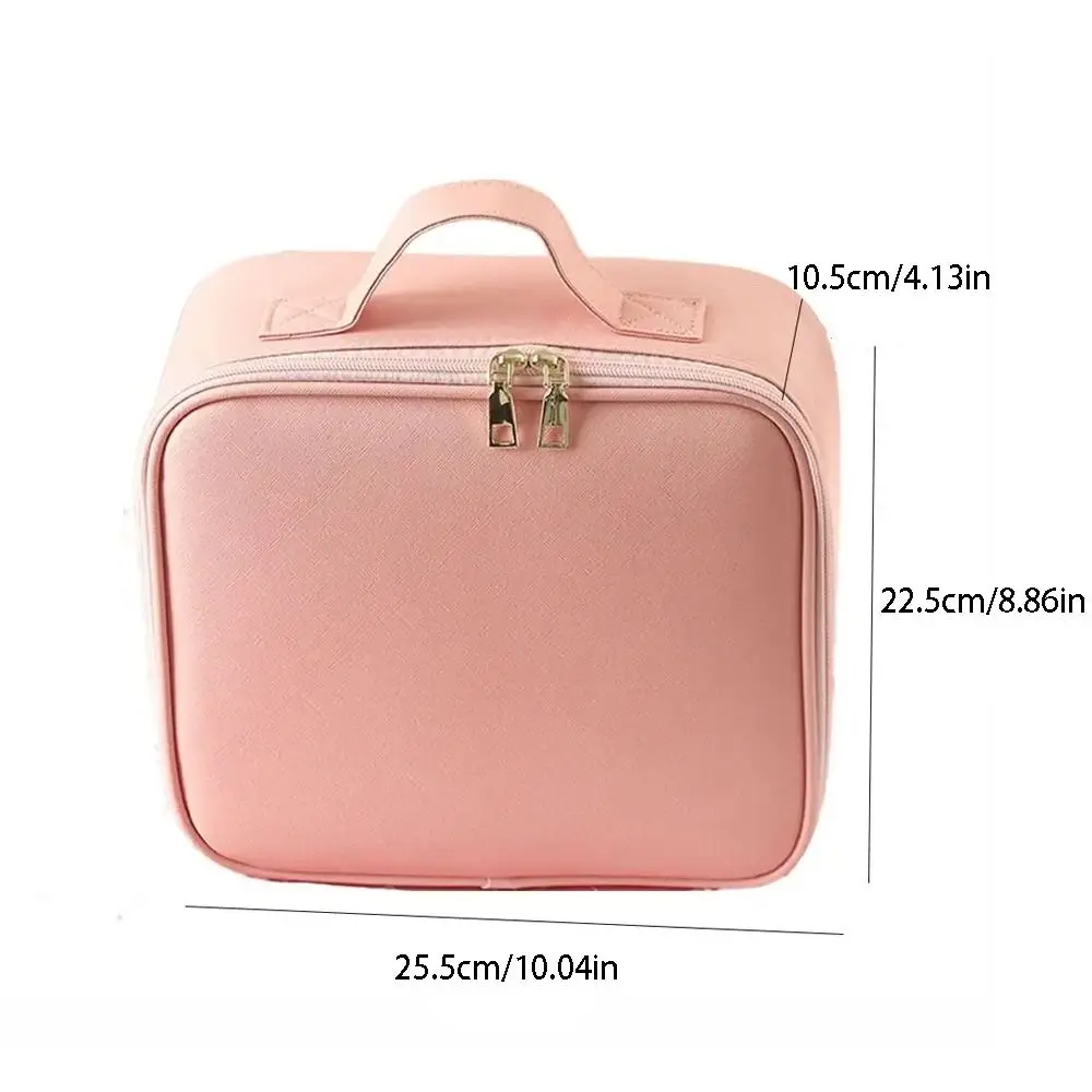 Detachable Partition Large Capacity Makeup Bag Waterproof Handheld Makeup Artist Bag Adjustable LED Light Mirror Bag