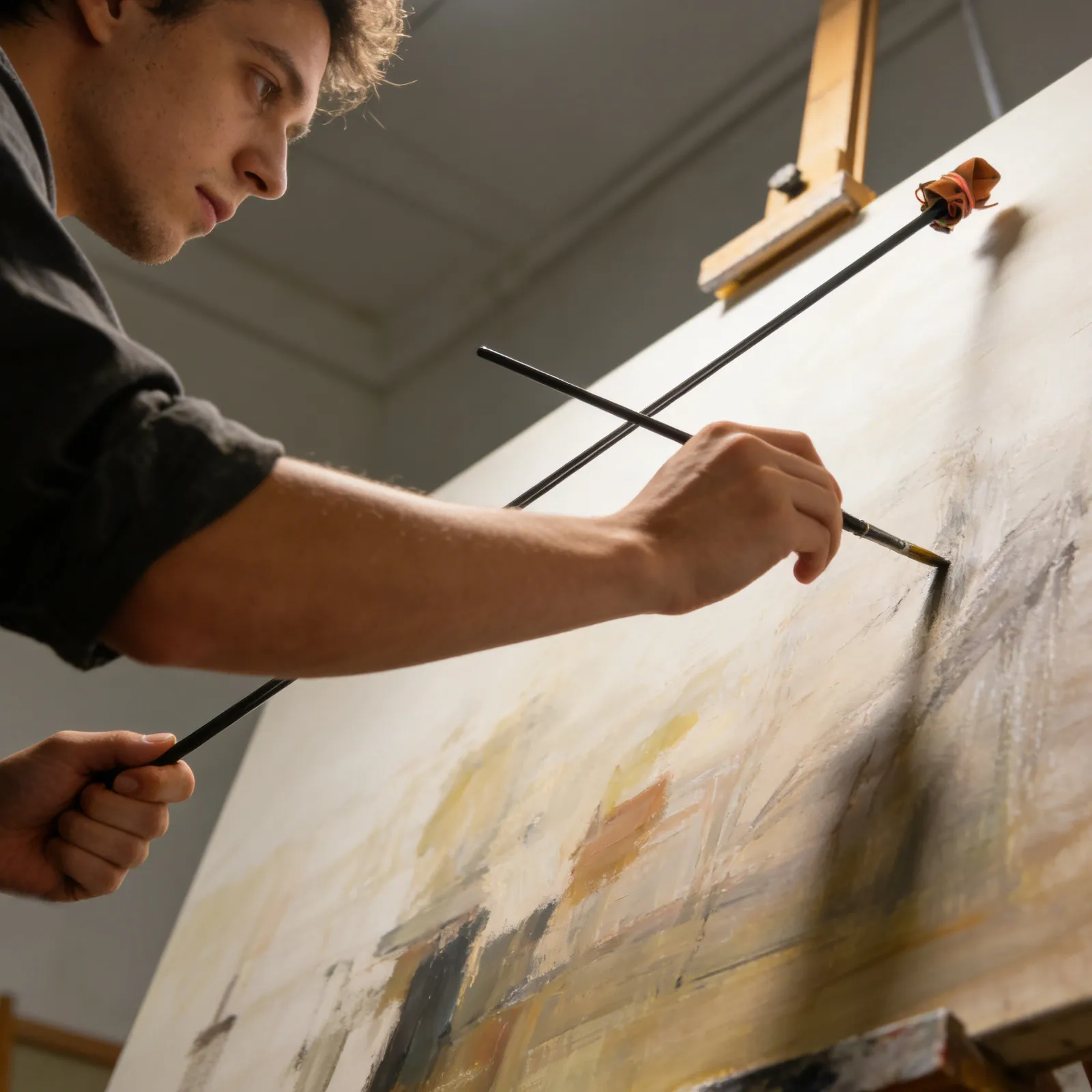 

Hand Stabilizer Stick - 32.5" Wooden Mahl Stick For Precise Sketching Painting Cane Artist Mahl Stick For Large Canvases Oil