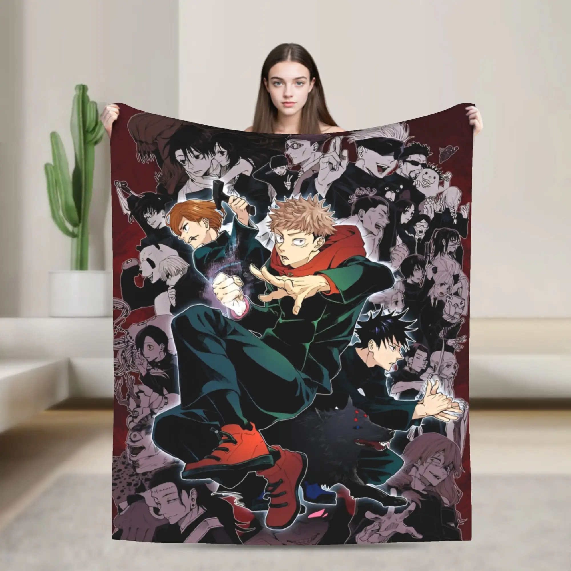 Anime Manga Jujutsus Kaisens Fleece Throw Blankets  Blankets for Home Travel Ultra-Soft Plush Thin Quilt,