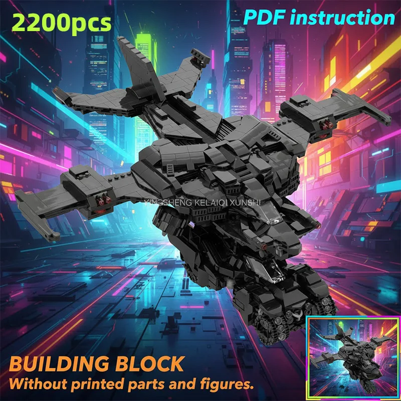 

Модель-конструктор MOC: научно-фантастический черный бронированный десантный корабль с тяжелым штурмовым танком (наземное транспортное средство)