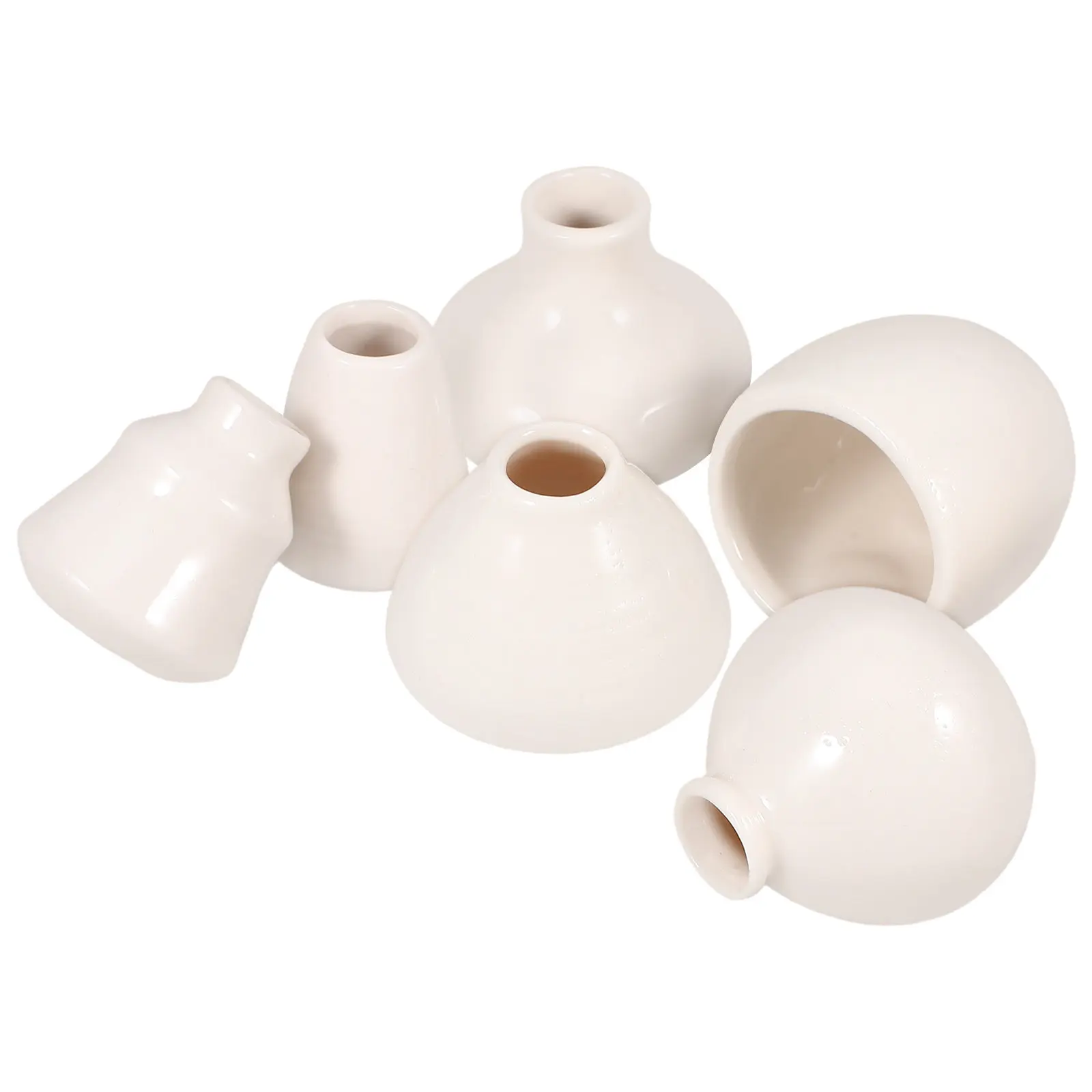 

6pcs Ceramic Refrigerator Magnets Mini Small Vase Simple Flower Pot For Plants Desktop Home Office Balcony Decor White Porcelain