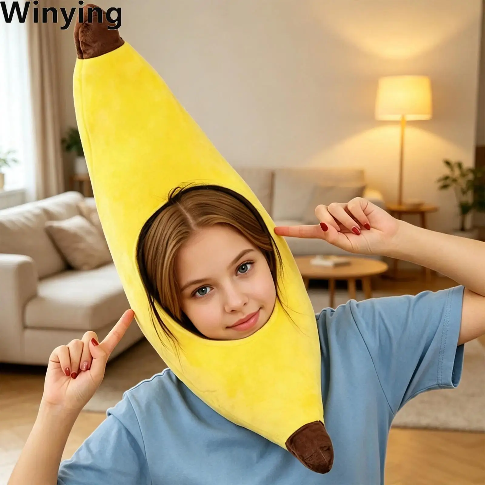 Funny Adults Banana Hat Adorable Velvet Banana Headpiece Costume Accessory Headwear Photo Shoot Props
