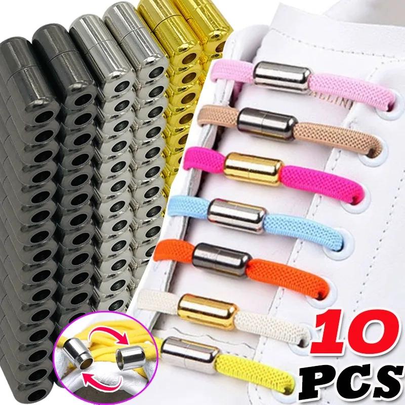 

10pcs Shoelaces Semicircle Buckle Connector Quick Shoestring No Tie Button Adult Kids Sneaker Capsule Metal Lazy Shoe Decoration