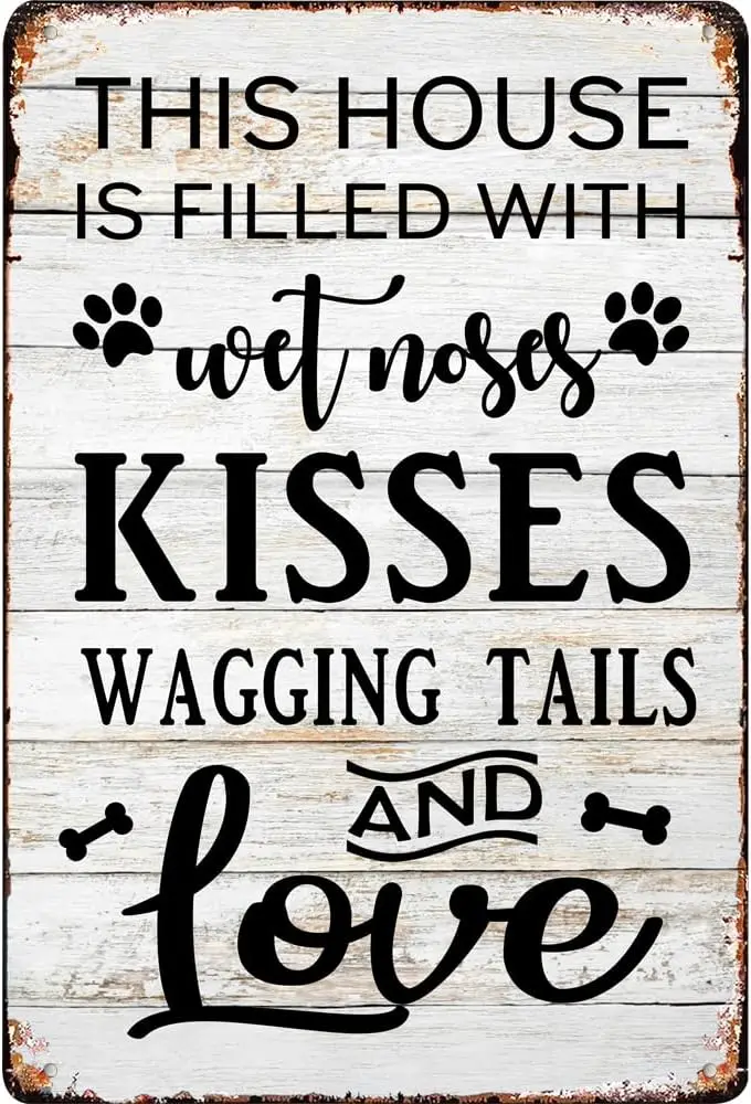 Funny Dog Rules Metal Tin Sign Wall Decor Rustic Farmhouse Dog Signs with Sayings for Home Decor Gifts  for Dog Lovers