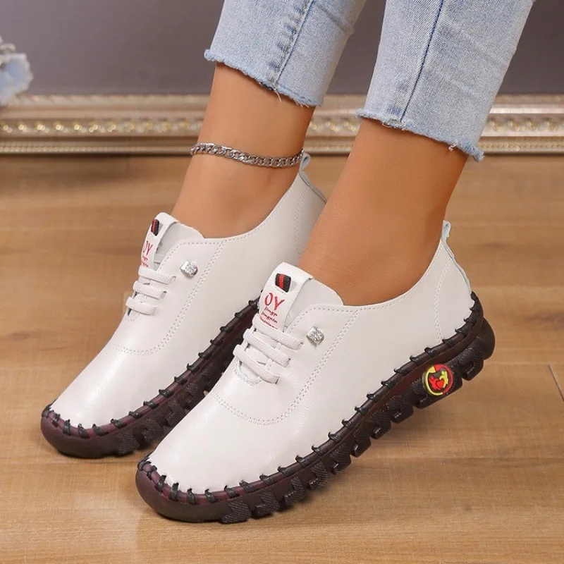 Women Loafers Pu Leather Oxford Soft Sole Flats Casual Ladies Non-Slip Comfortable Mother Shoes Fashion Sneakers Mujer Zapatos