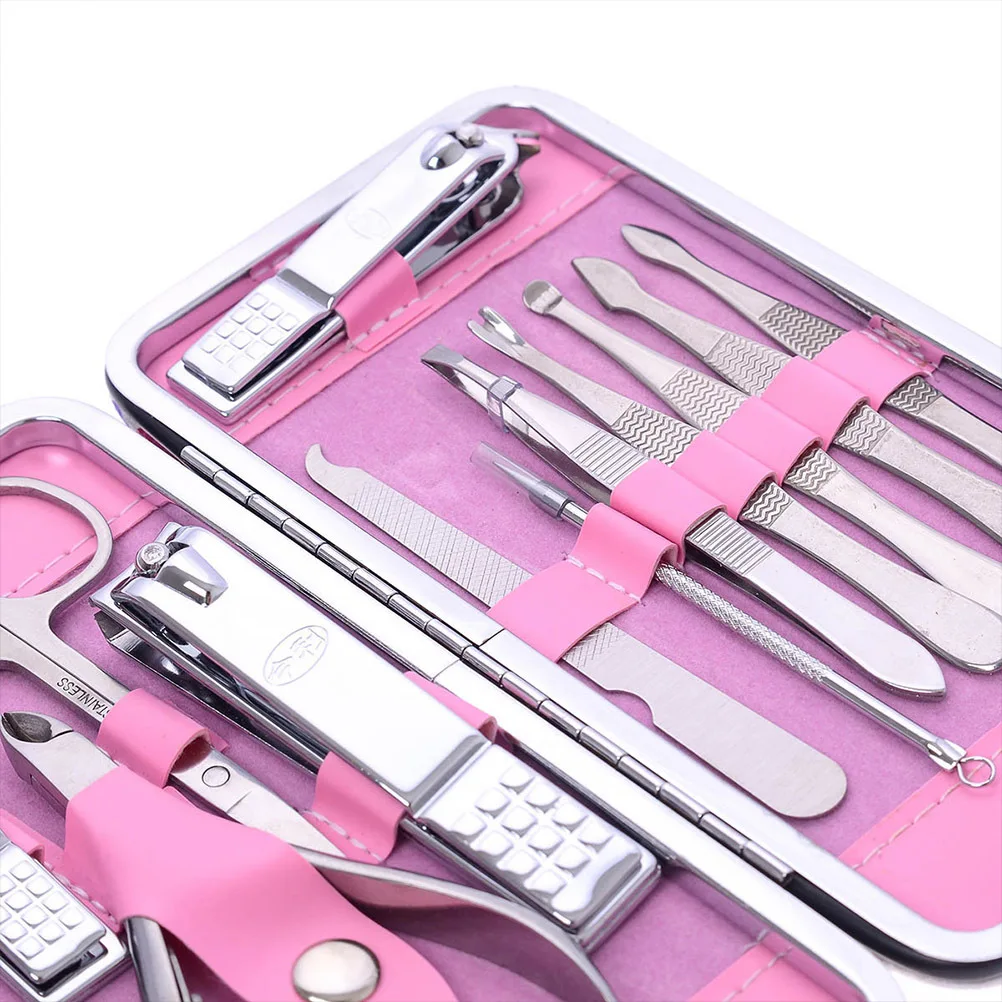12-częściowy profesjonalny zestaw do manicure i pedicure, mocne nożyczki do paznokci ze stali nierdzewnej, pilnik, kompaktowe etui.