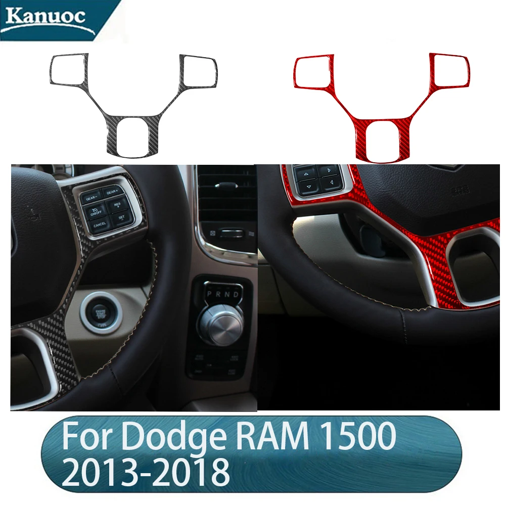 

Carbon Fiber Steering Wheel Button Stickers For Dodge RAM 1500 2013-2018 Without 8.4-inch Touch Screen Car Styling Accessories