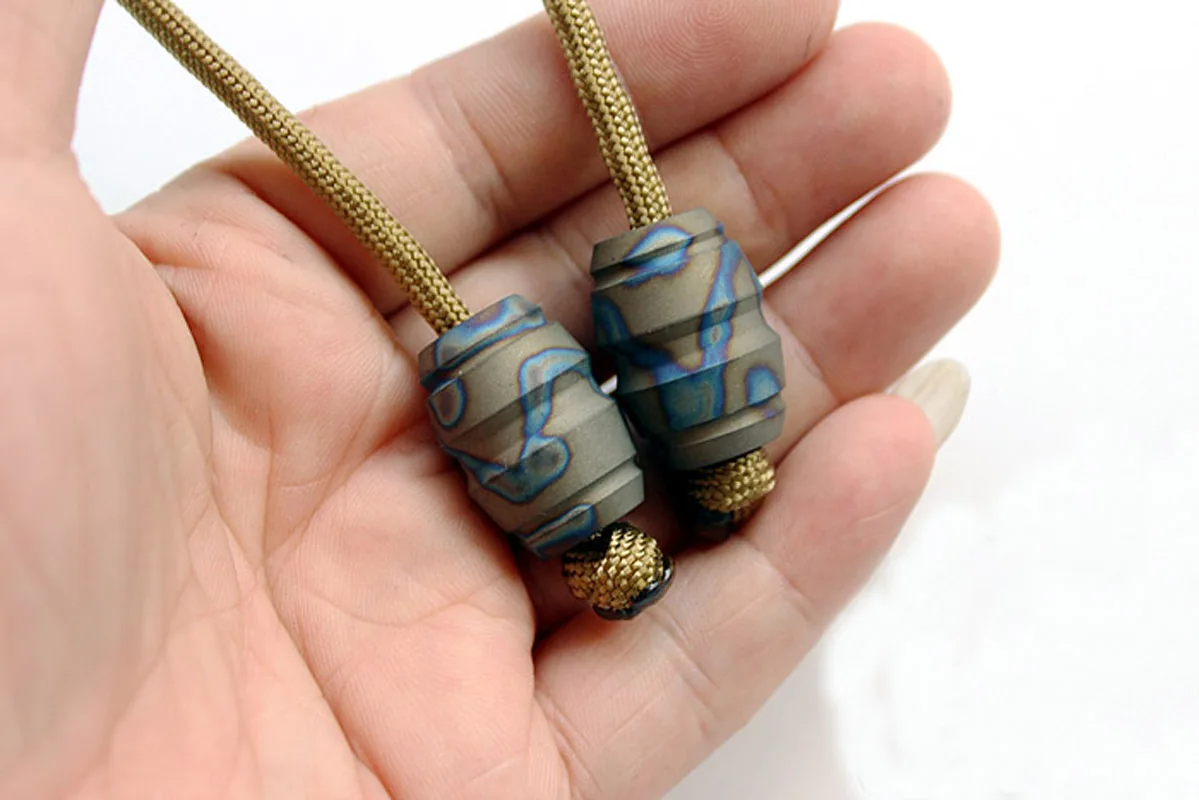 Nowy TC4 Stop Tytanu Begleri Knucklebone Zabawka Antystresowa do Ćwiczeń Palcami, Paracord, Koralik do Redukcji Stresu i Nęcenia