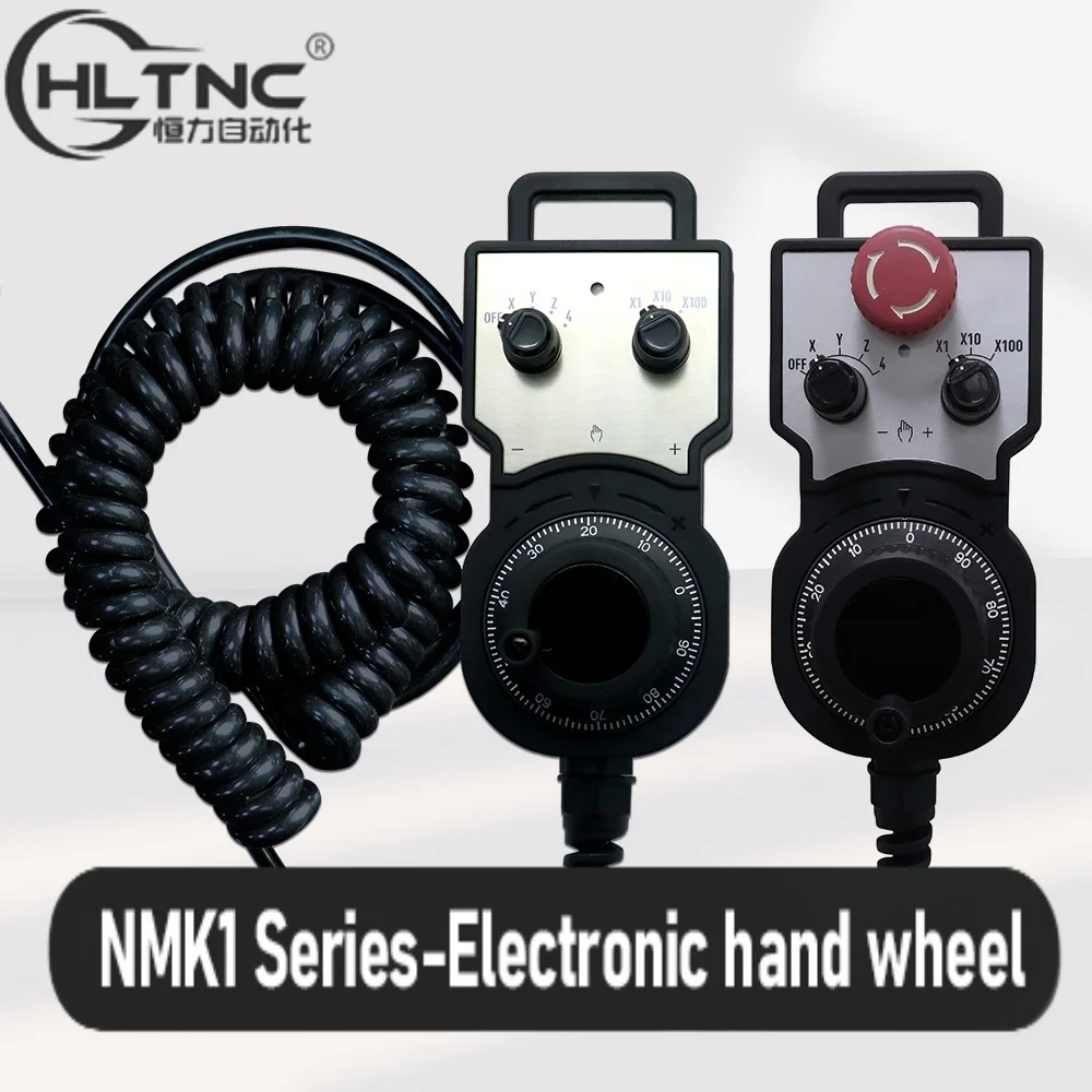 HLTNC 4/6 Axis MPG Handwheel 100PPR 5-24V Electronic Handheld Pulse Generator with Emergency Stop for CNC Router Machine Tool