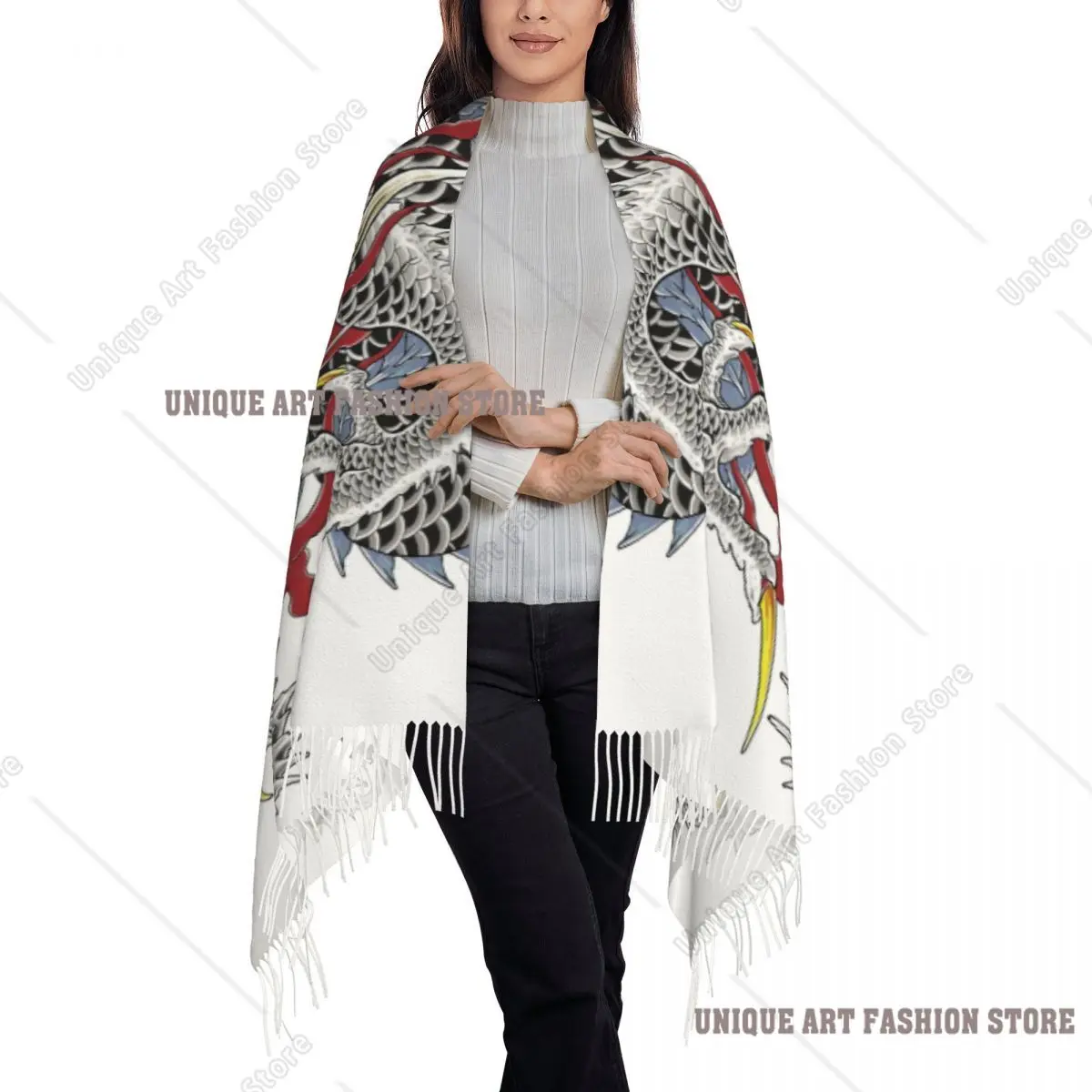 Sciarpa con tatuaggio drago Kazuma Kiryu con stampa personalizzata Uomo Donna Sciarpe calde invernali Scialle in stile asiatico giapponese