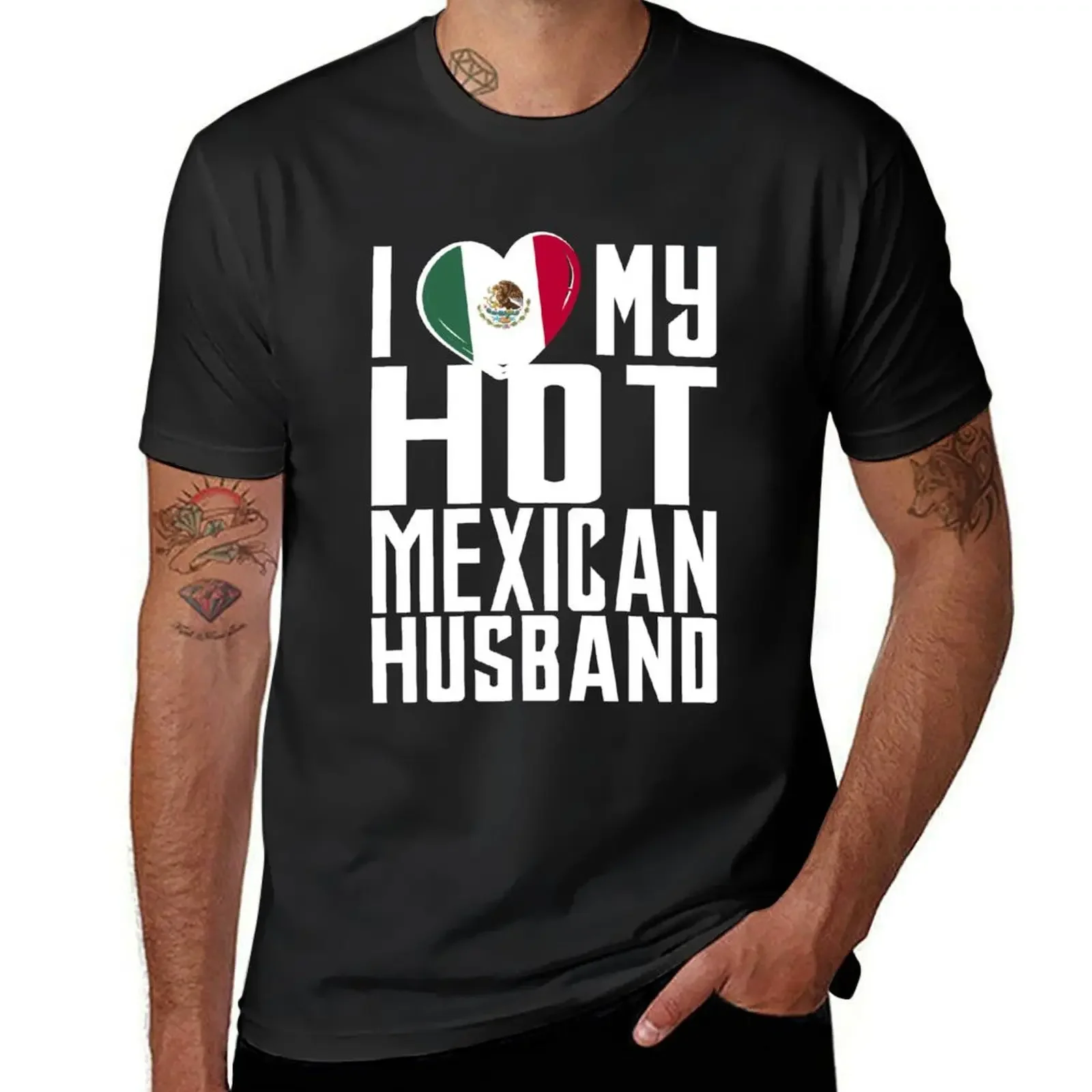 

i love my hot Mexican husband. T-Shirt customizeds cotton graphic tees fitted t shirts for men