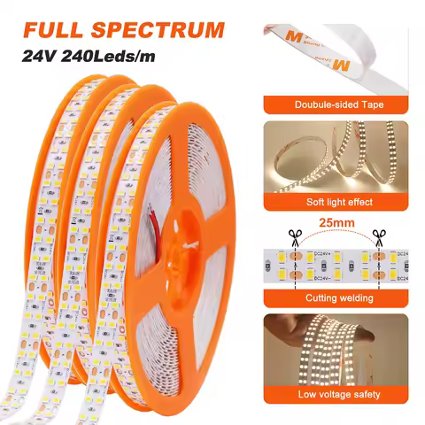 LED Strip Light RA98 5mm 8mm PCB 5m 10m 24V 2835 120 240 LEDs Flexible Adhesive Tape 2700K 3000K 3500K 4000K 5000K 6000K Decor