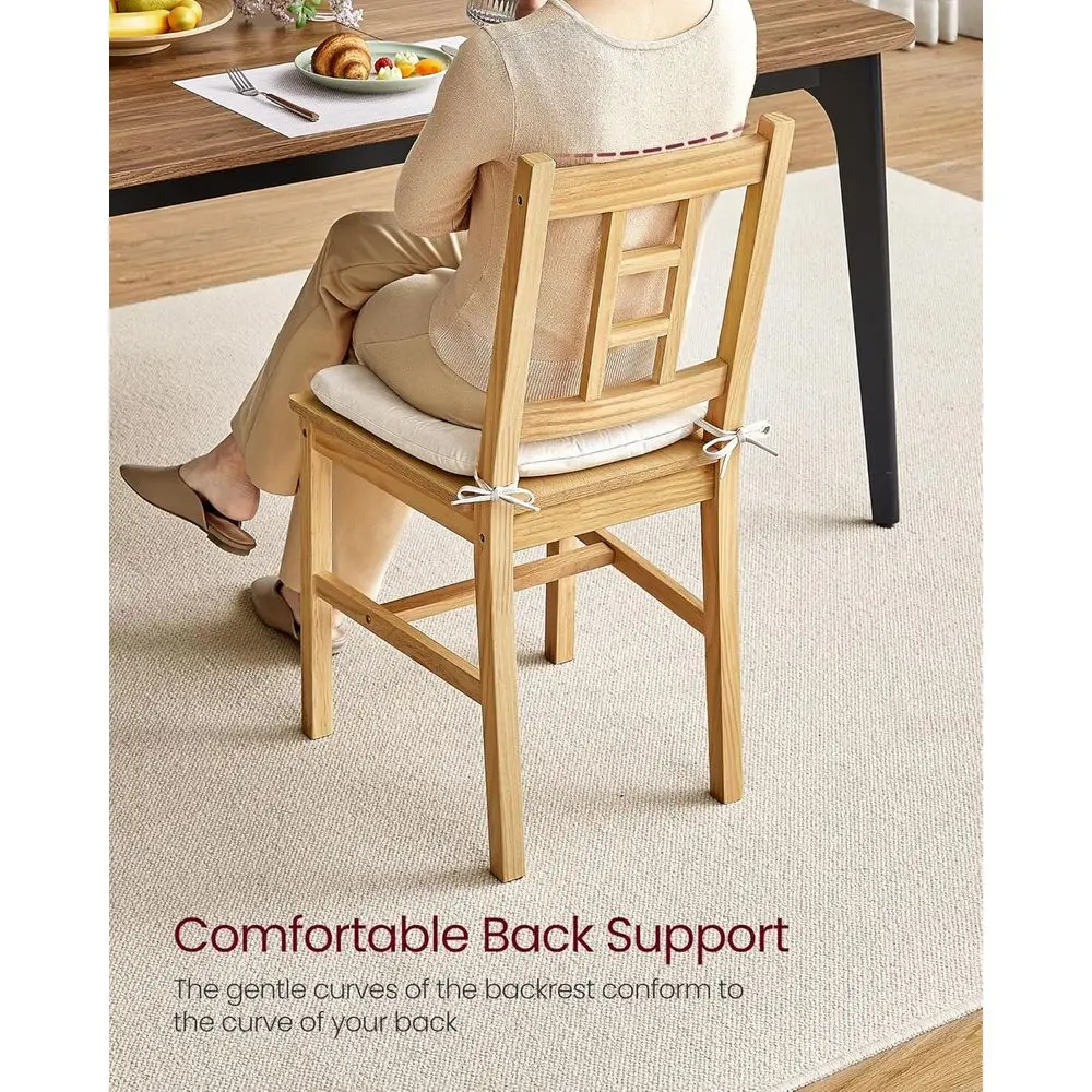 مجموعة من 4 كراسي لتناول الطعام الخشبية مع وسائد، تصميم خلفي منحني، تدعم ما يصل إلى 264 رطل، لمسة نهائية من خشب البلوط #6