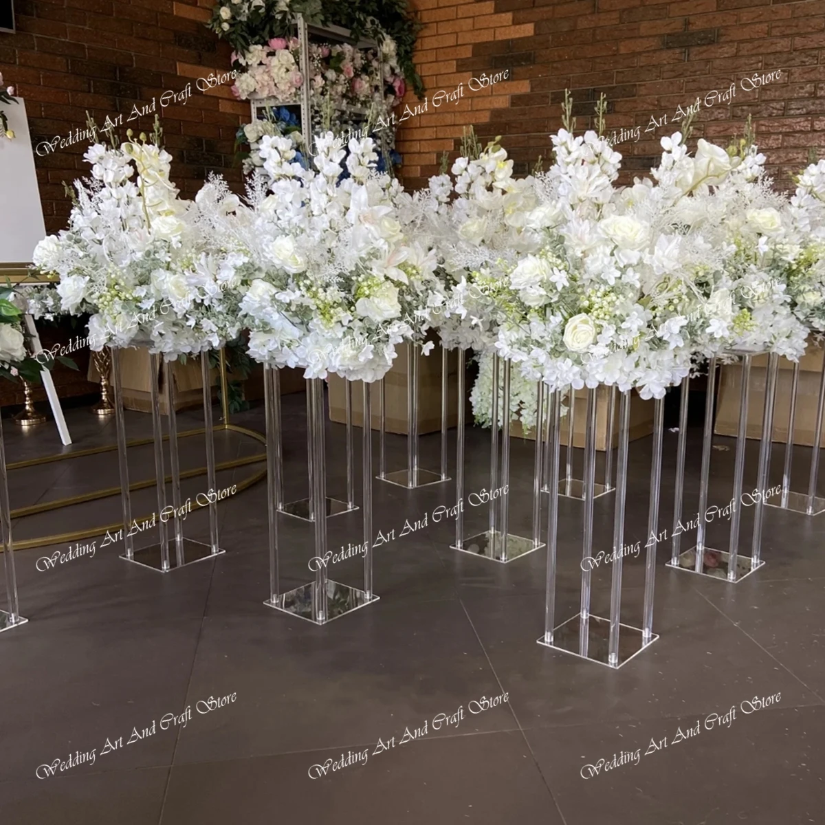 4pcs/12pcs)10pcs)clear acrylic flower Arch Backdrop Square Flower Stand For Wedding stage table back drop Decoration 415