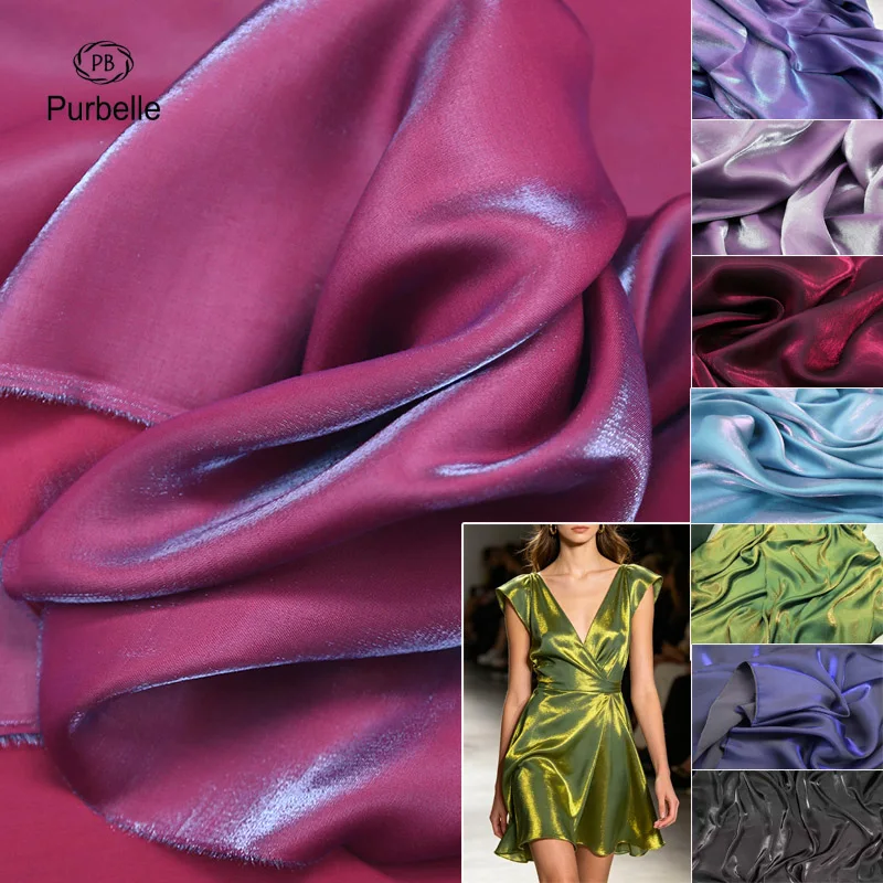 Black Iridescent Satin Fabric Soft Smooth for Well Drap Shirt Doll Clothes DIY Dress Fabric Material Event Wedding Decor
