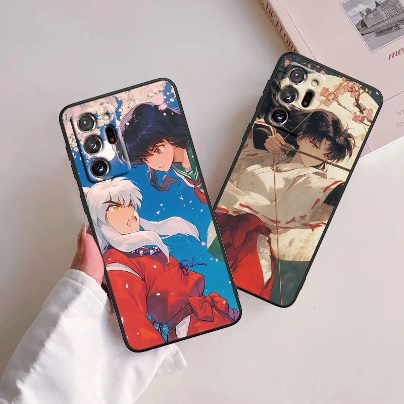 Inuyasha casing ponsel Anime hitam, casing ponsel Anime modis untuk Samsung Note 20 10 Ultra Plus A31 A14 A12 A70 A34 A25 A04 A05 A15 A24 5G