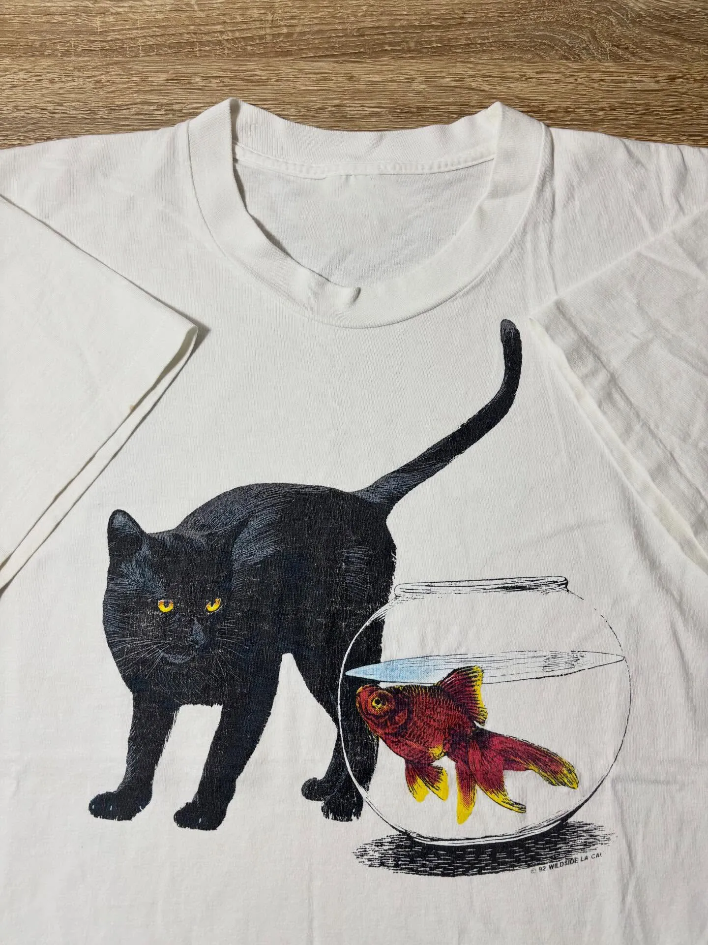 Fun Prank Hand-Drawn  Goldfish Oversize Couple T-Shirts Cotton Short Sleeve Summer Vintage Tees Unisex round Neck Print