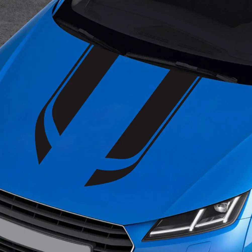 

2Pcs Weatherproof PVC Car Hood Stripes Decals Sporty Racing Sticker Universal Fit for Vehicle Front Hood Bumper Trunk Exterior