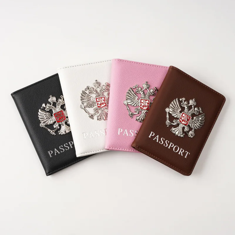 Housse de passeport avec emblème national russe, 10.8x14.2cm, portefeuille de voyage à la mode, sac de passeport, organisateur de documents de voyage, Clip pour passeports