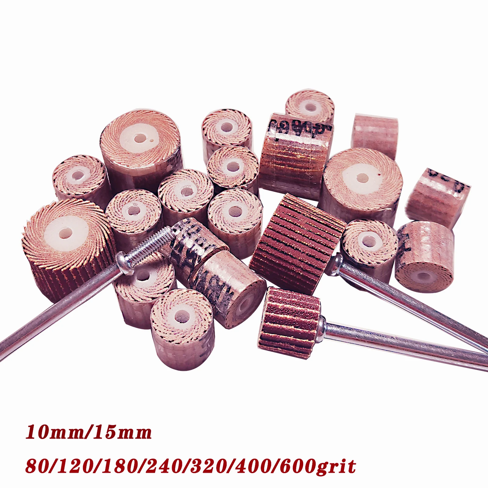 10/15mm Flap Wheel,Sanding Wheels For Die Grinder Rotary Tool 80-600 Grit