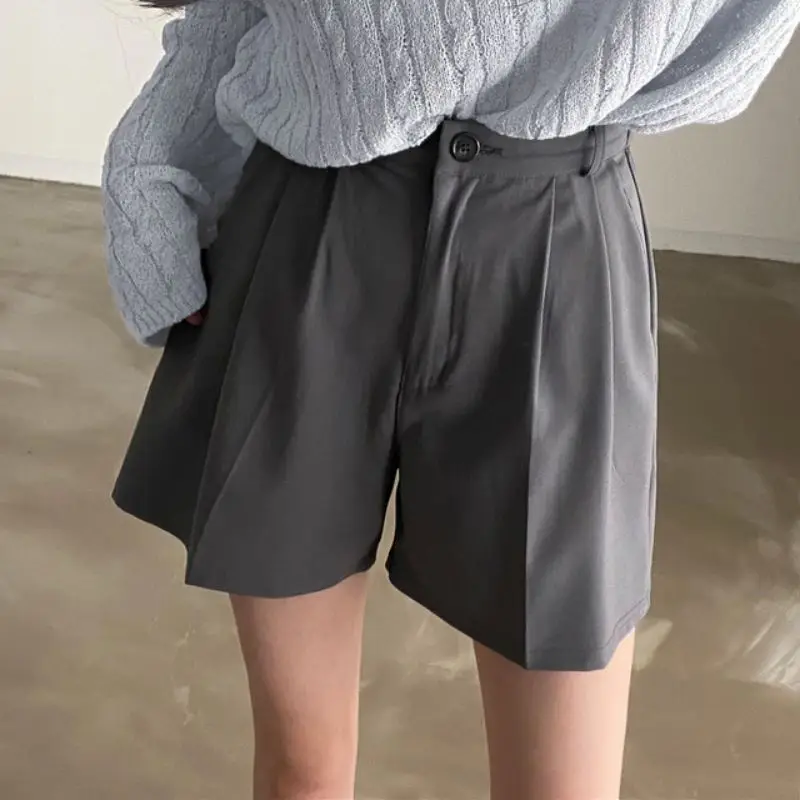 

Chic Summer Thin Casual Loose Women's Suit Shorts High Waist A-Line Straight Leg Slimming Five-Quarter Length Pants
