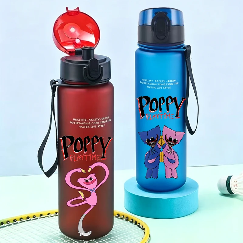 Bouteille d'eau Game Poppys Playtime pour enfants, Anime Huggy Wuggy, tasse de 650ml, pour garçons et filles, tasse de sport en plein air, bouilloire en plastique pour enfants, cadeau