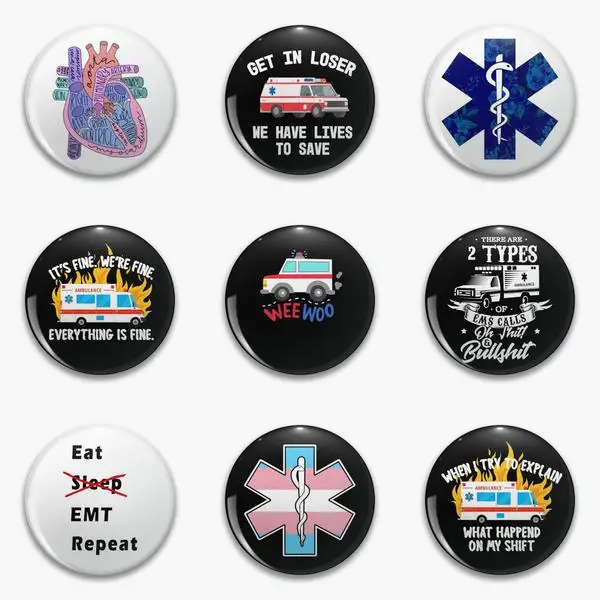 Ems Paramedic Emt Anatomical Heart Get In Loser Gift Soft Button Pin Customizable Lover Funny Brooch Jewelry Creative Badge