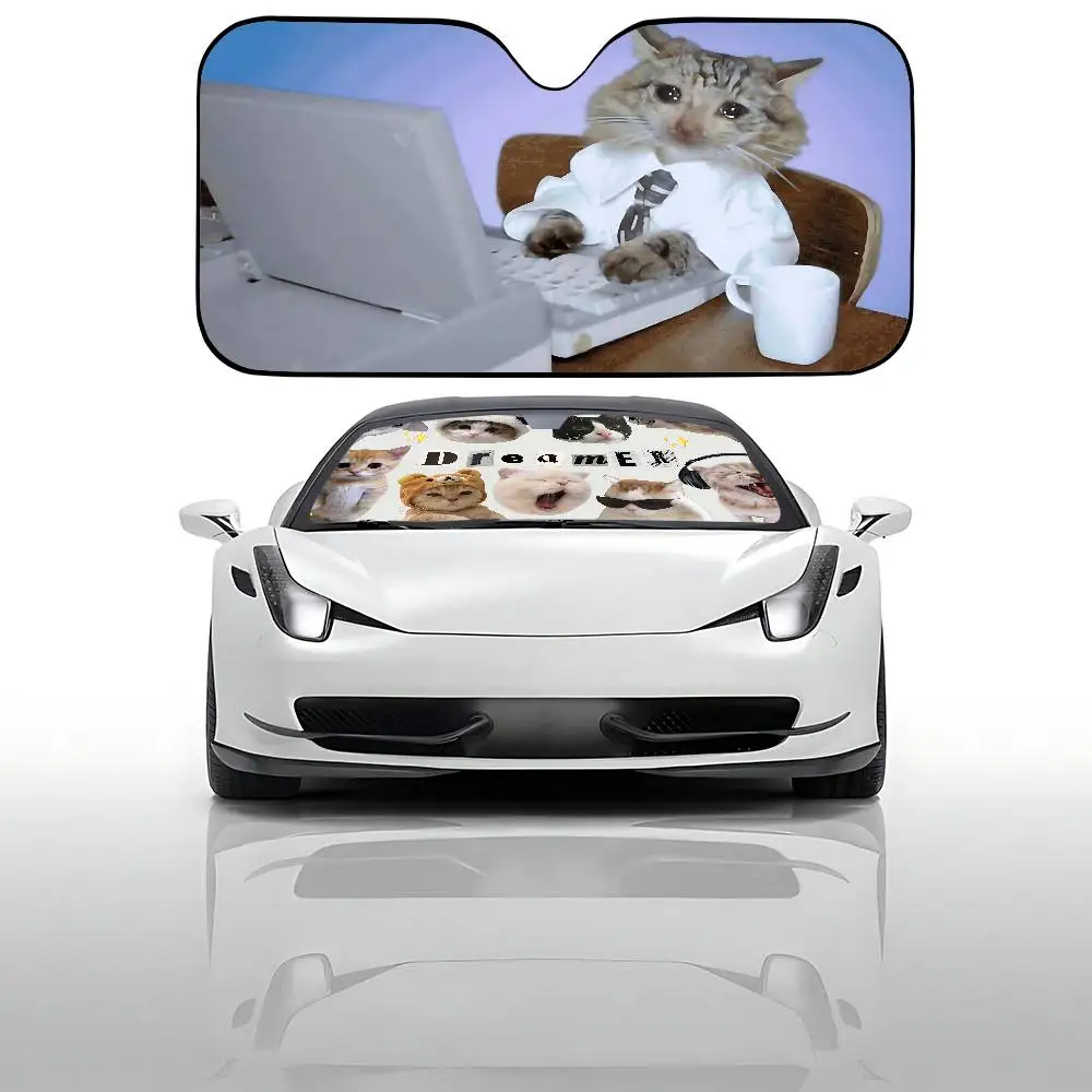 مضحك القط ميمي مظلة السيارات الستائر مظلة السيارات يغطي غطاء الزجاج الأمامي العالمي للطي قناع